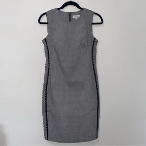 Calvin Klein Sleeveless Black and White Gingham Sheath Dress